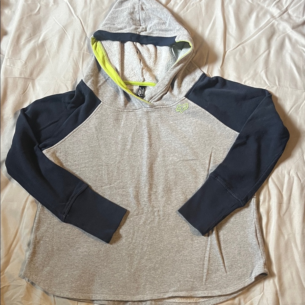 FOX Gray and Navy Hoodie with Yellow Accents
